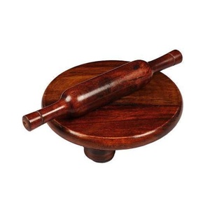 กระดานไม้กลิ้งทนทานพร้อมชุดหมุดที่ทำด้วยมือสำหรับทำฐานพิซซ่าขนมโรตีชาปาปาริและเปลือกพาย - Product Image 1