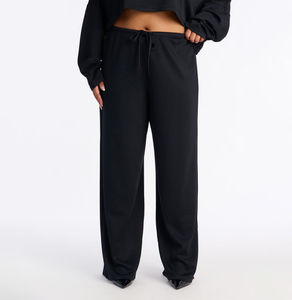 Pantalons de survêtement larges et droits pour femmes, nouvelle conception personnalisée, noir, meilleure qualité, molleton, ample, pantalon cargo de luxe, pantalon de jogging pour femmes - Product Image 1