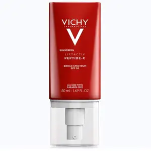 Crema hidratante facial Vichy LiftActiv Sunscreen Peptide-C con SPF 30, crema facial antienvejecimiento con péptidos y vitamina C para iluminar