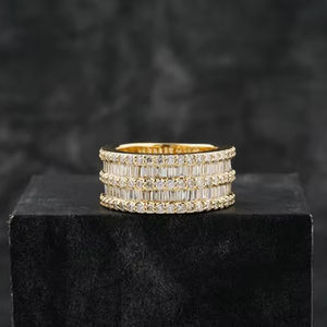 Venta caliente Iced Out Hip Hop 925 Anillo de diamante de corte brillante redondo de moissanita de plata esterlina para hombres con claridad VVS mejorada - Product Image 1