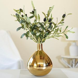 Vase à fleurs élégant classique plaqué or pour décoration de maison de forme ronde de salon, articles élégants de décoration de maison pour le salon - Product Image 4
