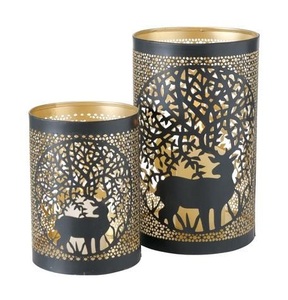 เชิงเทียนโลหะสำหรับตกแต่งแบบเชิงเทียนบนโต๊ะของตกแต่งงานเลี้ยงคริสต์มาสเทียนทรงกลมสีดำ - Product Image 1