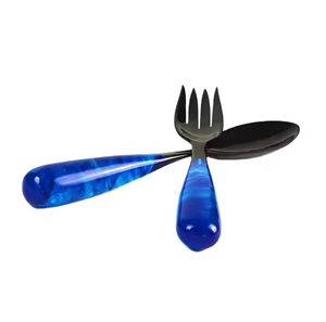 Cuillère de service à salade personnalisée design moderne Vaisselle en résine réutilisable et durable Vaisselle en miroir blanche Aqua Swirl Angel Partyware Factory - Product Image 5