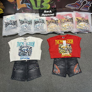 Nueva Llegada de Verano, Conjunto de Camiseta y Pantalones Cortos para Hombre con Pedrería, de Alta Calidad, al por Mayor, con Impresión de Logotipo Personalizado, 100% Algodón, de Secado Rápido - Product Image 1