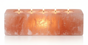 Porte-bougie chauffe-plat 5 trous en sel de l'Himalaya, cristal rose naturel, forme rectangulaire longue, pour décoration de spa et de bien-être - Product Image 2