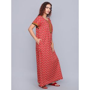 Camisón Largo Estampado 100% Algodón para Mujer Evolve - Ropa de Dormir Suave y Cómoda para Damas con Diseño Bonito (Color Granate) - Product Image 4