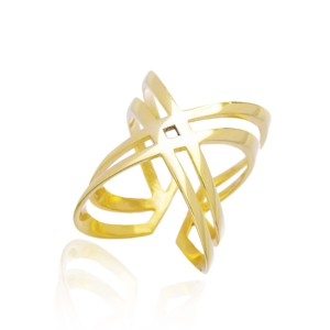 Double X Design <b>Adjustable</b> Plain <b>Ring</b> Gold Plated Turkish Wholesale Handcrafted 925 Silver Jewelry Trendy Fine Jewellery - Product Image 1