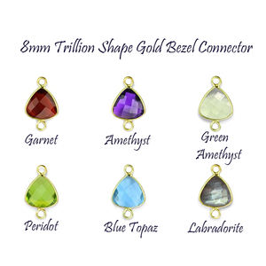 925 argent Sterling or Vermeil 8mm Labradorite forme de Trillion pierre précieuse lunette collier Bracelet fabrication de bijoux DIY connecteur - Product Image 6