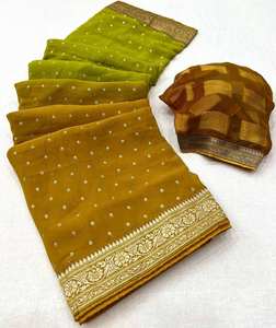 Nouveau lancement indien pakistanais filles exclusives auto-conçu mercerisé ombré Georgette soie Blouse Jequard Zari dentelle faite - Product Image 3