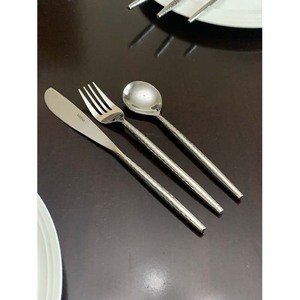 Ensemble de service de salade en acier inoxydable, long Design coréen, plat, argent poli, poignée en acier inoxydable, plaqué argent, pour mariage - Product Image 6