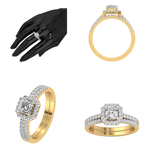 Anillo de boda de lujo con corte Asscher de oro sólido de 9 quilates para mujer, 1 Cts VS Clarity EF Color Lab Grown Diamond IGI Certified Engagement - Product Image 2