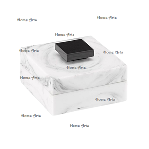 Juego de 2 cajas de almacenamiento de joyería de forma redonda, joyero cosmético de mármol de último diseño con tapa al precio más bajo - Product Image 6