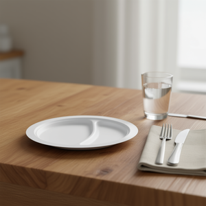 Assiette ronde de 9 pouces avec 2 compartiments, vaisselle et assiettes durables - Product Image 3