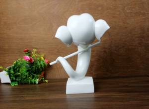 Statue de Ganesh en résine blanche pour la décoration intérieure, figurine Veena en marbre, artisanat moderne de Ganpati jouant de la Veena Nirmala - Product Image 5