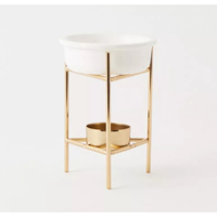 Brûleur de cire en céramique pour huiles essentielles avec support en marbre pour bougie chauffe-plat, pour la décoration parfumée de la maison et de la salle de bain, prise AU