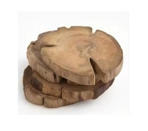 Juego de posavasos de madera de alta calidad con acabado marrón perfecto para tazas de café copas de vino y uso de decoración del hogar Premium - Product Image 3