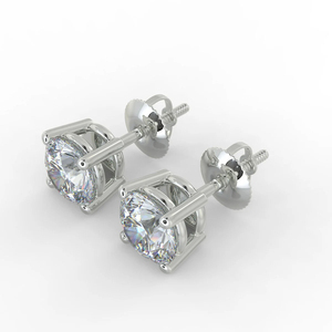 IGI certificado Original VVS laboratorio crecido diamante redondo corte brillante 14K oro blanco pendientes tornillo trasero Stud para mujer - Product Image 3