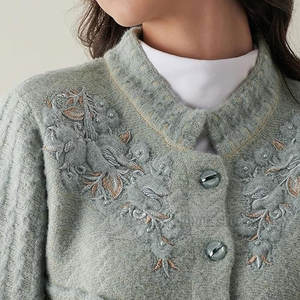 Pulls pour femmes tendance, décontractés, d'hiver et d'automne, en tricot uni, de haute qualité, grande taille, respirants, en coton/laine, couleur/taille personnalisées - Product Image 6