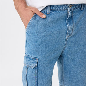 Short en jean décontracté pour homme de bonne qualité, été, écologique, respirant, coupe ample, léger, avec poche avant et arrière - Product Image 5