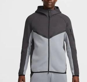 Sudadera con capucha unisex de color doble con cremallera completa de algodón/poliéster de alta calidad para hombres Soft Fleece - Product Image 1