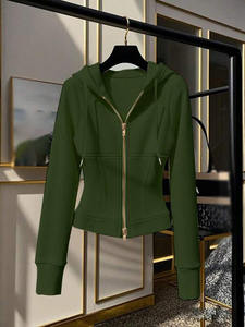 Sudaderas con Capucha Personalizadas de Color Sólido para Mujer, Ajustadas, Ropa Deportiva para Gimnasio, Correr, Trotar, Ropa de Alto Rendimiento - Product Image 5