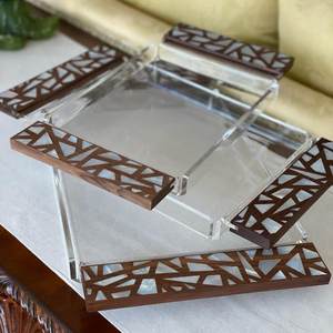 Handmade Luxury Acrylic and <b>Wood</b> Date & Sweet tray with Mother of Pearl Inlay <b>Lid</b> Custom Size Ramadan Mubarak and Eid Gift - Product Image 4