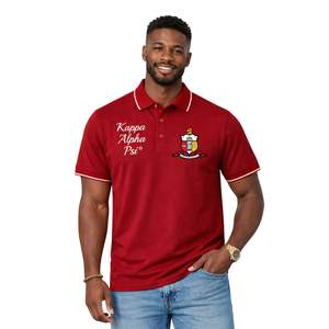 Polo Kappa Alpha Psi rouge cramoisi, taille réelle, mélange de coton de qualité supérieure, broderie de lettres grecques, vêtements de fraternité - Product Image 1