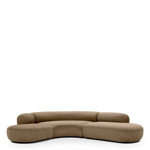 Bjrn L Shape <b>Sofa</b> Convertible Genuine Leather Fabric Set <b>for</b> Living Room Stratfort Brown Home Furniture with <b>Sponge</b> Filling - Product Image 2