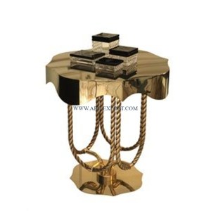 Table d'appoint basse en laiton pur plaqué or conception de feuille Table d'appoint basse de salon de grande taille de qualité exclusive à bon prix - Product Image 6