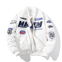 Veste en cuir PU à capuche unisexe pour l'hiver, style baseball et varsity, avec logo sur le devant, broderie personnalisable, coupe confortable, streetwear