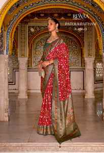 El último Sari estampado de Patola de seda pura de diseñador de Fab Zone - Product Image 5