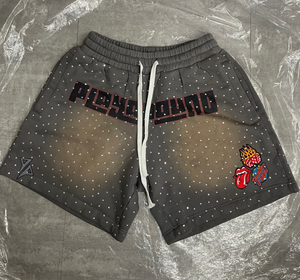 Ropa de calle de verano para hombre, pantalones cortos, parche bordado personalizado, diseño de serigrafía, tejido de punto desteñido al sol, conjunto de ropa de abrigo de felpa francesa - Product Image 1