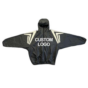 Pull-over décontracté pour homme en polyester/coton non tissé personnalisé, 2 couches, léger, imperméable, coupe-vent, uni, col boutonné, automne - Product Image 1