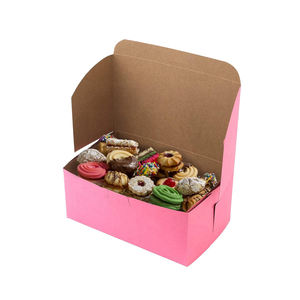 Boîtes à biscuits roses - Taille 8" x 5" x 3 1/2" - Boîte à pâtisserie en kraft enduit d'argile sans fenêtre pour cupcakes, friandises et biscuits - Product Image 2