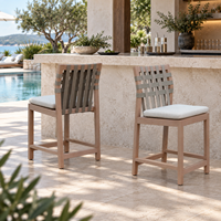 Chaise de bar en teck pour hôtel, club de plage, extérieur, résistante à l'eau, chaise haute de bar, mobilier de bar commercial