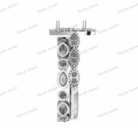 Bague en argent sterling plaqué or 18 carats Semi Mount Trendy DIY Base Setting Bezel Stone Inlay avec 6*8mm Pear Empty Blank Mountain