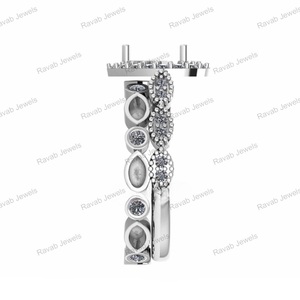 แหวนเงินแท้ขนาด18K ฝังฐานแบบ DIY แหวนกึ่งเมาท์ชุบทองขนาด6*8มม. ฝังหินลูกแพร์ว่างเปล่าบนภูเขา - Product Image 4