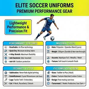 Uniforme de Fútbol Profesional para Equipo, Conjunto Deportivo Cómodo, Impreso, Transpirable, Sin Mangas, Cintura Elástica, 100% Poliéster - Product Image 6