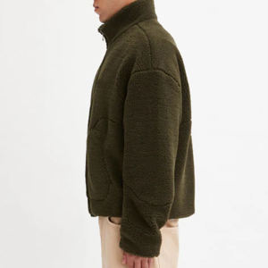 Veste polaire Olive-Coupe décontractée avec poches fonctionnelles, détails de couture arrière et artisanat - Product Image 4
