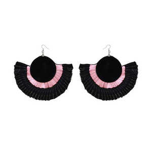 Tip Top Fashions Chandelier Pendientes Hilo rosa y negro 1308357E - Product Image 1