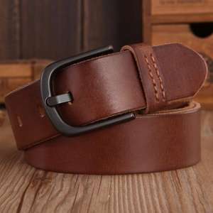 Ceintures en cuir de vache 100% pour hommes, boucle en acier tendance, OEM personnalisé, haute qualité 2026 - Product Image 1
