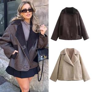 2024 femme épais Faux cuir vestes pour femmes manteau automne hiver chaud laine mélanges manteaux demi-saison en peluche veste vêtements d'extérieur - Product Image 2