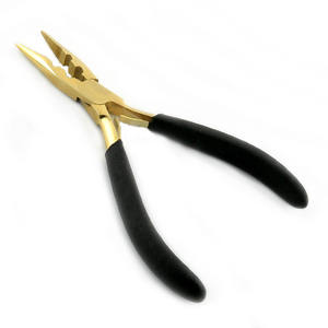 Pince professionnelle pour extensions de cheveux, design moderne, acier inoxydable de haute qualité, poignées en caoutchouc bleu, outils d'extension de cheveux - Product Image 2