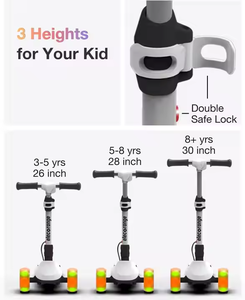 Patinete eléctrico moderno de 3 ruedas al por mayor para niños barra de luz LED pantalla LCD cuerpo de aleación ajustable en altura plegable al aire libre - Product Image 3