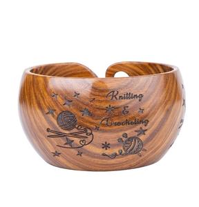 Bol de fil de palissandre fait à la main pour tricoter le crochet bol de stockage pour les accessoires de crochet d'enrouleur de fil - Product Image 1