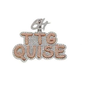 Hip Hop VVS Moissanite Rose Or Blanc Coupe Ronde Diamant Pendentifs Double Pendentif Charmes Pour Hommes En Argent Sterling 925 - Product Image 1