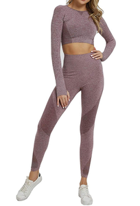 Nouvel ensemble de sport deux pièces en toile unie pour femme 2026 – Vêtements de fitness de haute qualité printemps/été, écologiques et respirants - Product Image 2