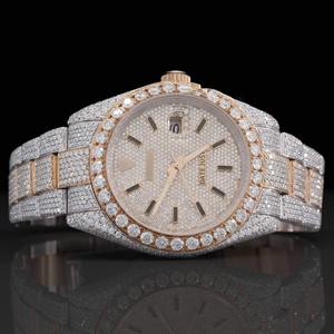 Montre de luxe entièrement sertie de diamants de laboratoire et de moissanite, avec mouvement automatique japonais - Product Image 4
