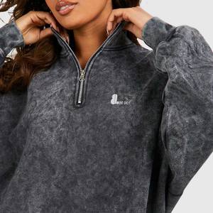 Vintage Acid Wash All 2 en 1 Heavyweight Winter Sweat à capuche zippé pour femme 100% coton - Product Image 4