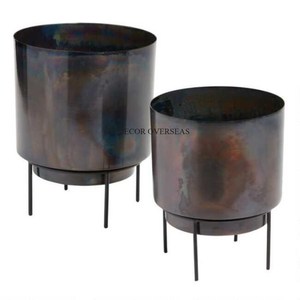 Fourniture directe d'usine finition couleur argent brillant poli ensemble de métal de qualité supérieure de 3 pots de fleurs de jardin et approvisionnement de jardinière - Product Image 5